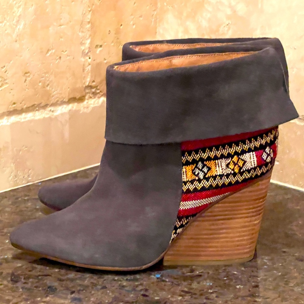 Anthropologie Howsty suede wedge booties